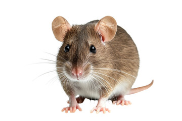 Adorable Brown Rat, Isolated on Transparent PNG, Studio Shot