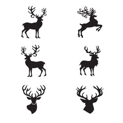 Pack of Deer Silhouette Illustrations Vector