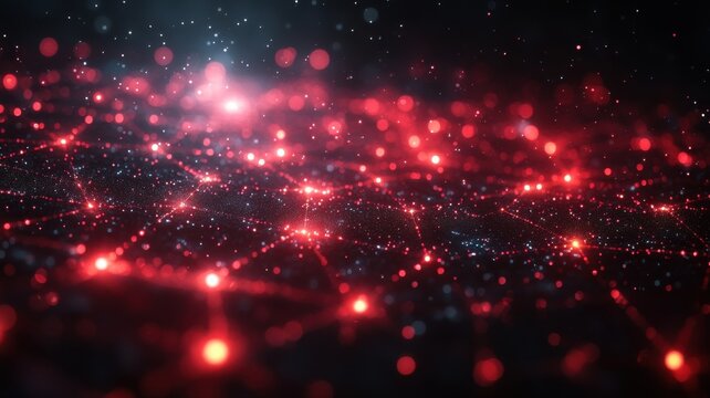 Glowing Red Network Data Flow network data glowing red flow digital connection communication global