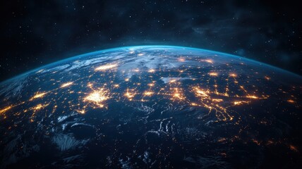 Obraz premium Global City Lights Illuminate Planet Earth at Night from Space planet space night global city lights