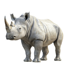 Fototapeta premium Realistic White Rhinoceros, Isolated on Transparent PNG, 3D Render