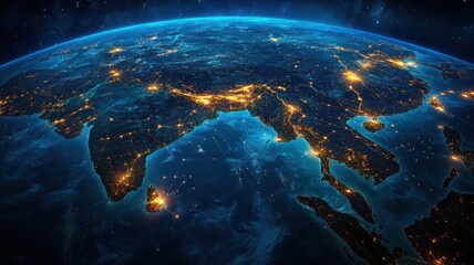 Earth from Space: Illuminated Asian Cities and Digital Network network digital planet space night ai