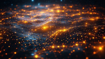 Obraz premium Digital Network Abstract Background with Glowing Lines and Dots abstract network digital background