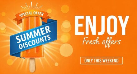 Enjoy summer discounts special offer on orange popsicle this weekend