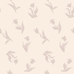 Subtle tulip vector hand drawn seamless pattern