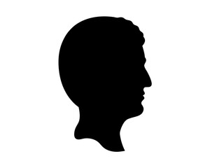 Silhouette of a Male Head in Profile with Short Hair and Neck