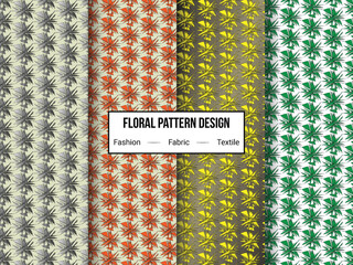 Floral set of seamless patterns. Vector backgrounds. Simple illustrations