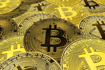 golden bitcoins as symbol of wealth
