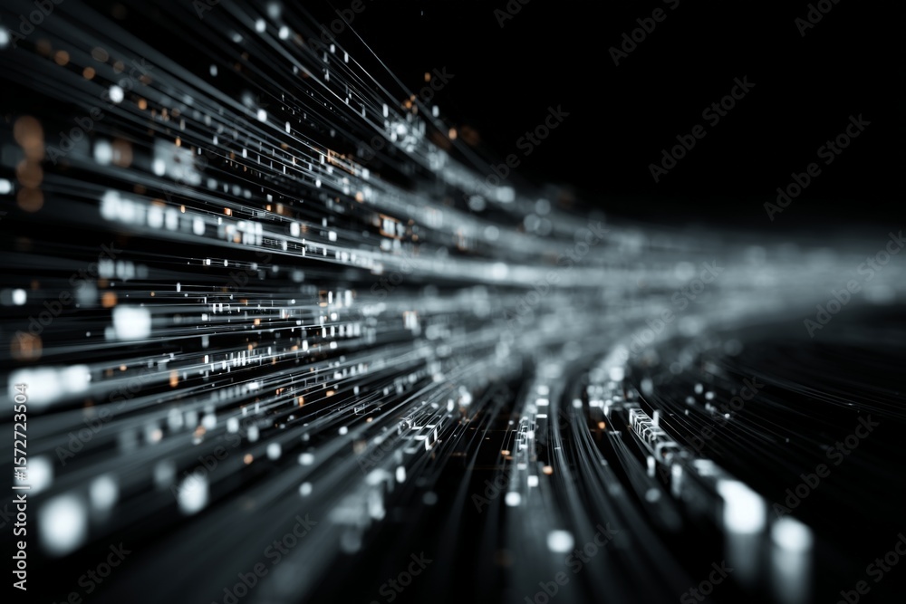 Poster dynamic flow of light streams creating a mesmerizing abstract pattern in a dark environment