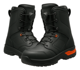 Snowboard boots with rubberized traction sole and integrated gaiter hooks
