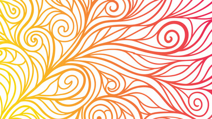 Gradient swirls and branches design in orange and yellow tones on a white background art design