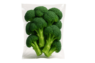 Vacuum-Sealed Broccoli Pack on Transparent Background