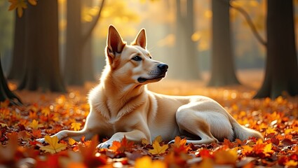 dog in autumn park