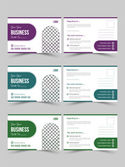 Elegant simple clean corporate modern professional business construction agent post card design template for branding