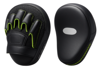 Leather punch mitts with finger slots for precision striking drills