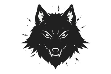 Shadow Wolf Face Illustration – Fierce Wild Beast in Dark Ink Style