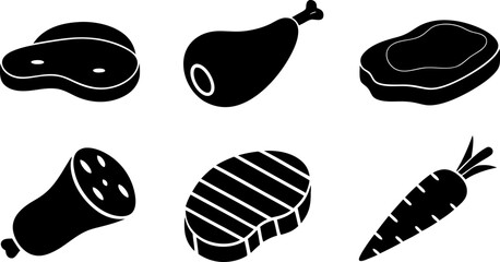 set of meat products sausage  meat  steak  chicken.eps
