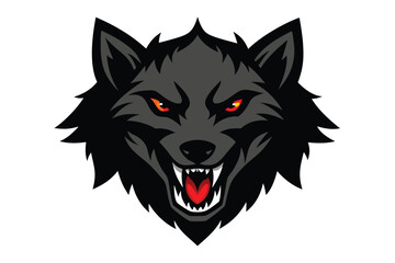 Evil Red-Eyed Wolf Face – Aggressive Mascot Illustration