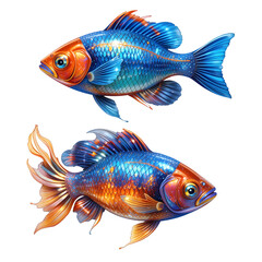 Fototapeta premium Two Multicolored Tropical Fish – Clean Isolated PNG for Digital Use