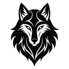 Obraz premium Tribal Wolf Face Line Art – Intricate Tattoo Vector Design