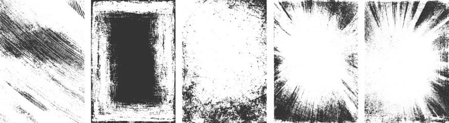 Set of old grunge paper texture. Vintage grunge texture isolated. Vector dust overlay creates grunge effect. transparent background 