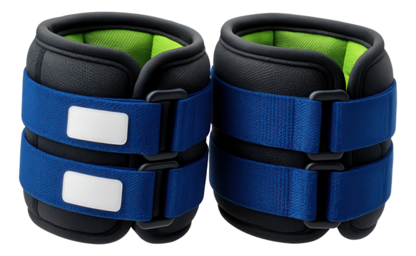 Adjustable ankle weights with Velcro straps for biathlon strength training
