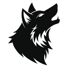Obraz premium Bold Howling Wolf Silhouette – Monochrome Wildlife Vector for Print Use