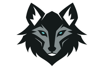 Modern Wolf Head with Blue Eyes – Wild Animal Illustration for Branding