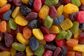 Colorful mix of dried fruits displayed on a clean surface for healthy snacking and baking use