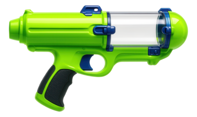 Neon green snowball gun with a transparent chamber for rapid snowball fire