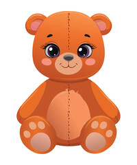 Sweet Orange Teddy Bear Blue Eyes