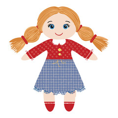 Charming Blonde Doll Red Plaid Shirt