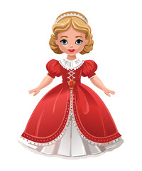 Elegant Blonde Doll Red Formal Gown