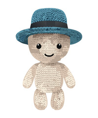 Cute Knitted Doll with Blue Hat