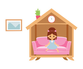 Charming Attic Home Scene with Girl