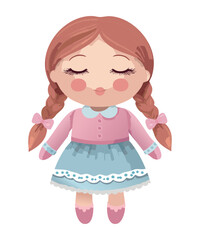 Adorable Girl with Pigtails Illustration