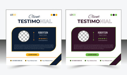 Creative Modern clean clear clients testimonial template or client feedback review best design for branding