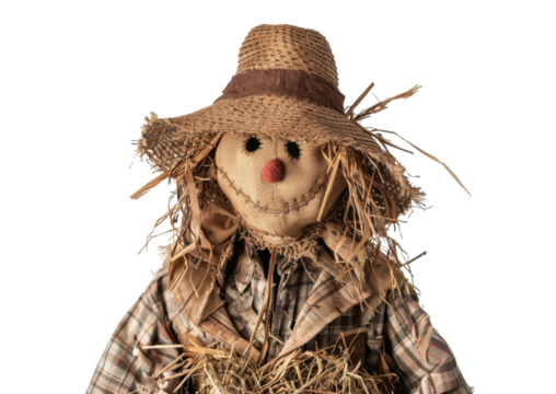horror smiling scarecrow isolated on white or transparent png