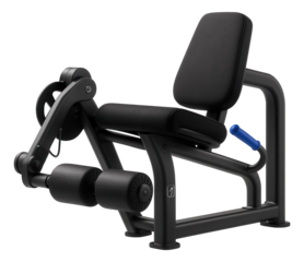 Leg curl station with padded ankle rollers and adjustable seat for hamstring isolation