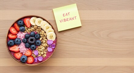 Healthy vibrant breakfast bowl with fresh ingredients