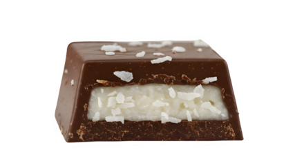 Chocolate with coconut fillings isolated on white background.