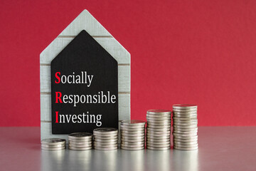 SRI - Socially Responsible Investing symbol. Concept words Socially Responsible Investing written...