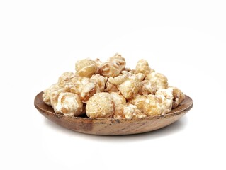 Pop corn on plate isolated on white background 