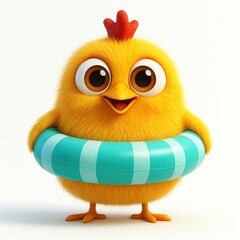 Fototapeta premium Cute fluffy chick swimming.