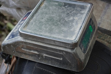 digital weighing scale in closeup 