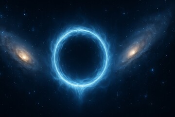 Obraz premium Intergalactic Energy Portal Surrounded by Cosmic Galaxies