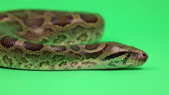 Python Snake Close-Up on Green Screen