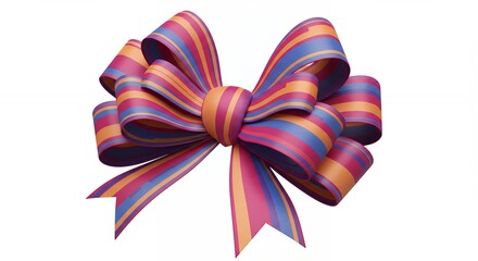 Multicolored striped ribbon bow