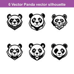 Fototapeta premium panda black silhouette vector, Simple silhouette Design vector,A silhouette panda bear vector