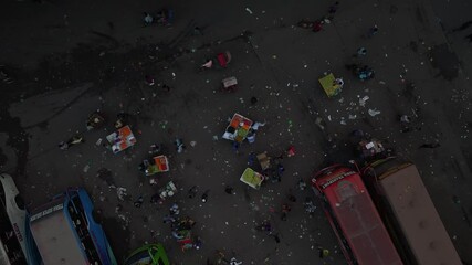 Dhaka, Bangladesh - 01 March 2025: Aerial view of bustling traffic on highway, Bangladesh.